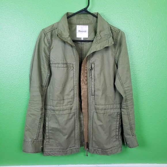 Madewell Jackets & Blazers - Madewell Fleetware olive green long zip up jacket size Small